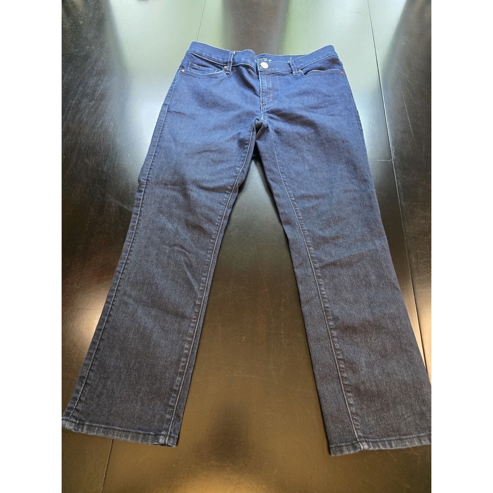 LOFT Modern Kick Crop Jeans Womens 6 28 Dark Wash Denim Blue Flare Stretch Pants